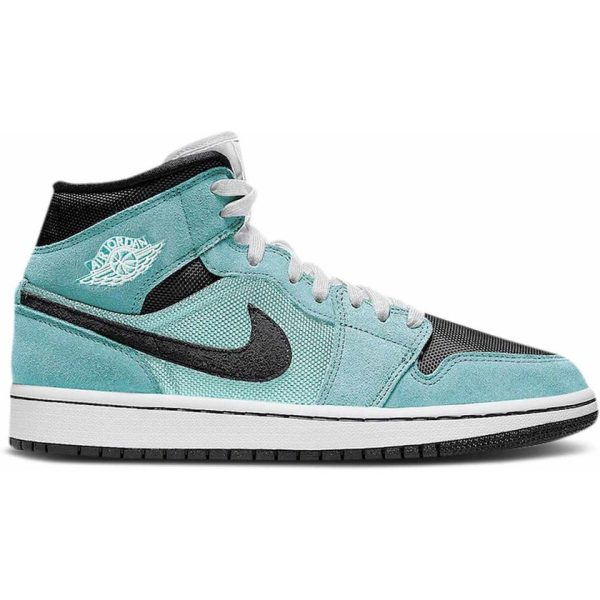Air Jordan 1 Mid Aqua Black Womens (BQ6472-300)