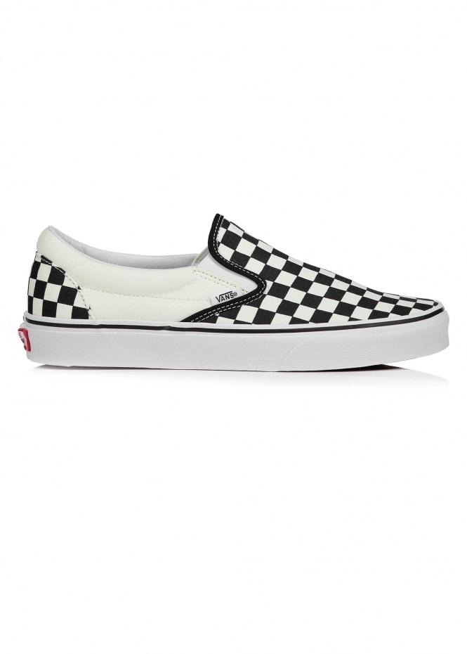 slip on vans checkerboard black and white