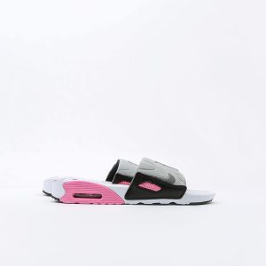 Nike Air Max 90 Slide (Weiß / Grau / Rosa) (BQ4635-100)