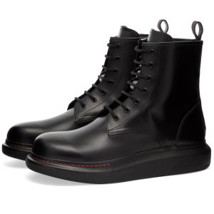 Alexander McQueen Leather Wedge Sole Boot (586191WHXK1-1000)