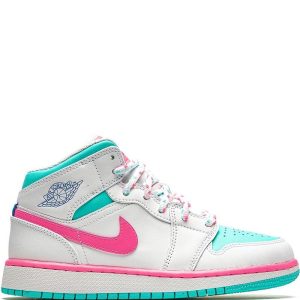 Air Jordan Nike AJ I 1 Mid White Pink Green Soar (GS) (2020) (555112-102)