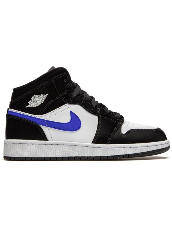 Air Jordan 1 Mid Black Racer Blue White (GS) (2020) (554725-084)