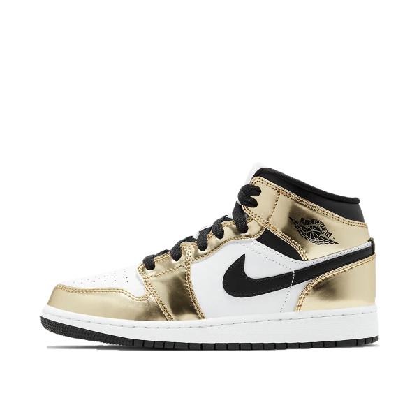 Air Jordan 1 Mid Metallic Gold Black White (GS) (2020) (DC1420-700)