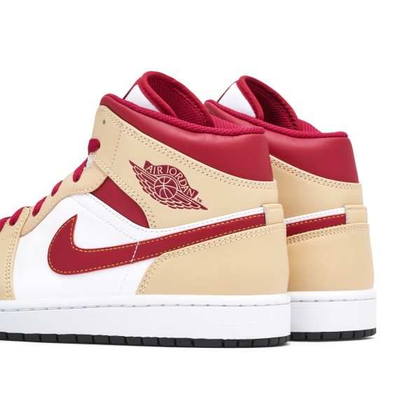 Air Jordan 1 Mid Light Curry Cardinal (554724-201) красного цвета