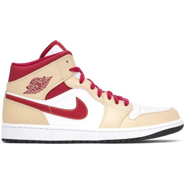 Air Jordan 1 Mid Light Curry Cardinal (554724-201) красного цвета