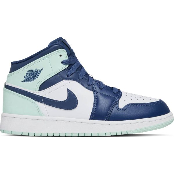 Air Jordan 1 Mid Blue Mint (554725-413) голубого цвета