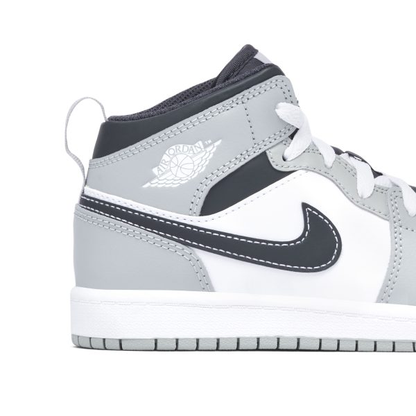 Air Jordan 1 Mid Light Smoke Grey PS (640734-078) серого цвета