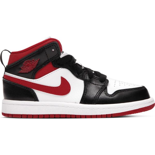 Air Jordan 1 Mid Mid Red Black White (640734-122) белого цвета