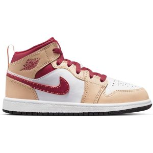 Air Jordan 1 Mid Beige Red (640734-201) красного цвета