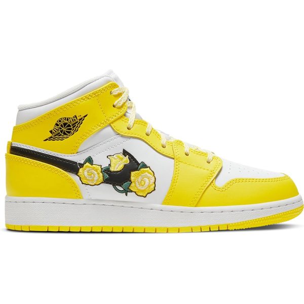 Air Jordan 1 Mid Yellow Floral (AV5174-700) желтого цвета