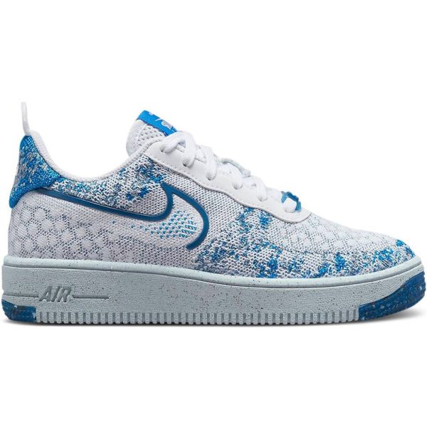 Nike Air Force 1 Crater Flyknit White Marina Blue (DM1060-100) белого цвета