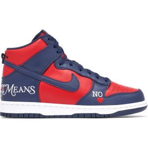 Supreme x Nike SB Dunk High By Any Means Red (DN3741-600) красного цвета
