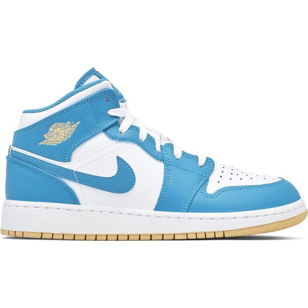 Air Jordan 1 Mid White Teal (DQ8423-400) белого цвета