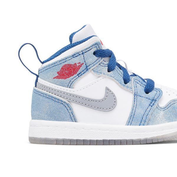 Air Jordan 1 Mid SE French Blue Fire Red (DR6236-401) красного цвета