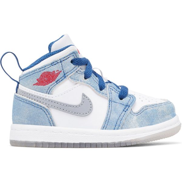 Air Jordan 1 Mid SE French Blue Fire Red (DR6236-401) красного цвета