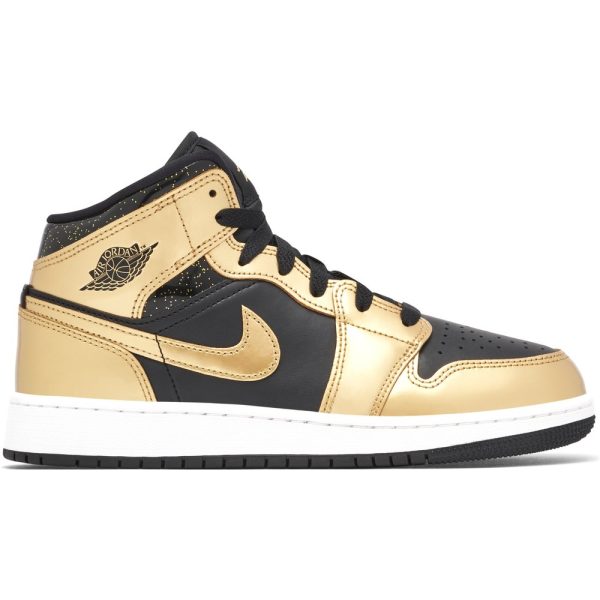 Air Jordan 1 Mid SE Glitter Black Gold (DR6967-071) черного цвета