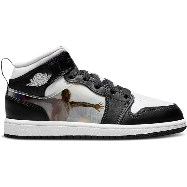 Air Jordan 1 Mid Hologram Black White (DR9496-001) белого цвета