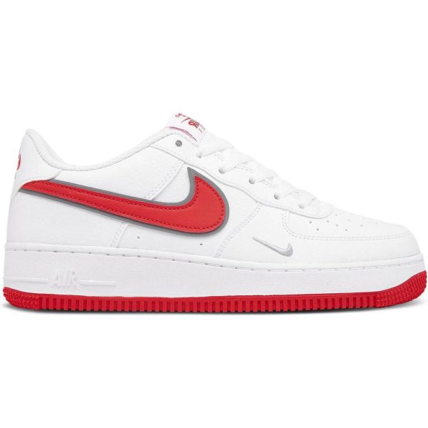 Nike Air Force 1 White Habanero Red Mini Swoosh (DX9269-101) белого цвета