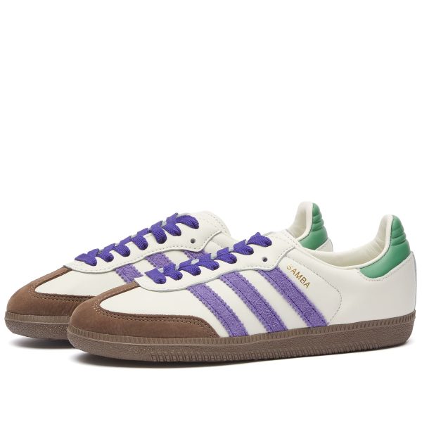 Adidas Samba OG Off White/Collegiate Purple/Pre Loved Green (ID8349) белого цвета