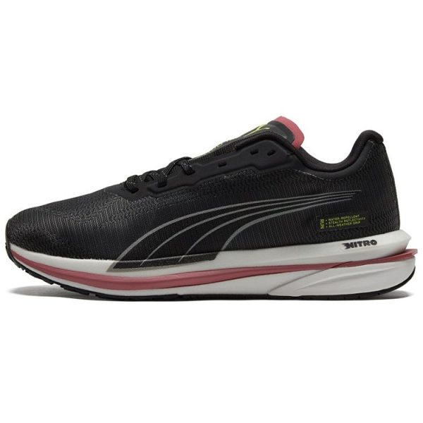 Puma Velocity Nitro WTR Black White Pink   Silver Yellow-Glow (195296-01)