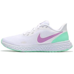 Nike Revolution 5 White Green Glow Violet Football-Grey Violet-Shock (BQ3207-111)