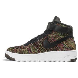 Nike Air Force 1 Ultra Flyknit Mid Multicolor Black Bright-Crimson-Court-Purple-Volt (817420-002)