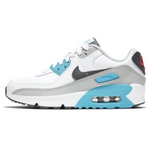 Nike Air Max 90 Leather GS White Chlorine Blue   Light-Fusion-Red Iron-Grey (CD6864-108)