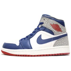 Air Jordan 1 Mid True Blue White Fire-Red-True-Blue-Cement-Grey (554724-107)