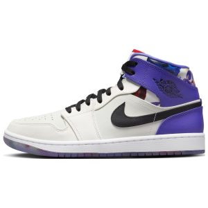 Air Jordan 1 Mid SE Valentines Day Flowers White Sail Black (FD4330-101)