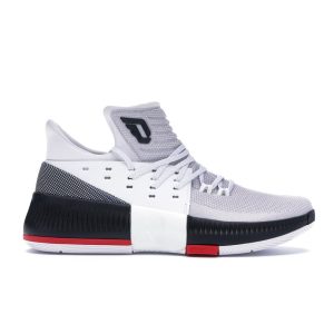 Adidas D Lillard 3 Rip City   White Core-Black Scarlet (BB8268)