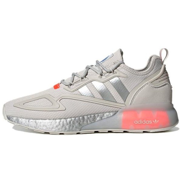 Adidas ZX 2K Boost Grey Silver Metallic   Solar-Red (FX7028)