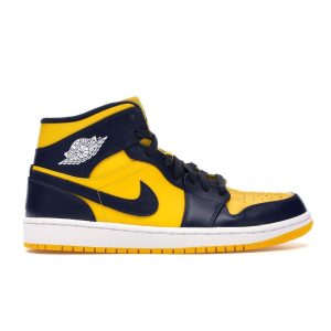 Air Jordan 1 Mid Michigan  Varsity-Maize Midnight-Navy-White (554724-707)