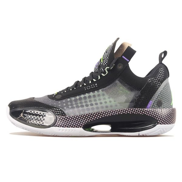 Air Jordan 34 Low PD PF Halftone Dots Black White Vapor-Green (CZ7751-013)