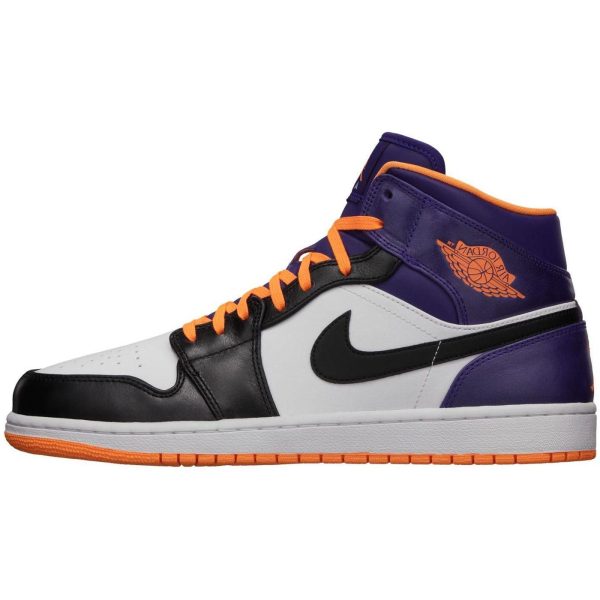 Air Jordan 1 Mid Phoenix Suns White Bright-Citrus-Court-Purple-Black (554724-117)