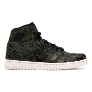 Air Jordan 1 Retro High Premium Snakeskin Green Olive-Canvas Phantom-Black (AH7389-302)