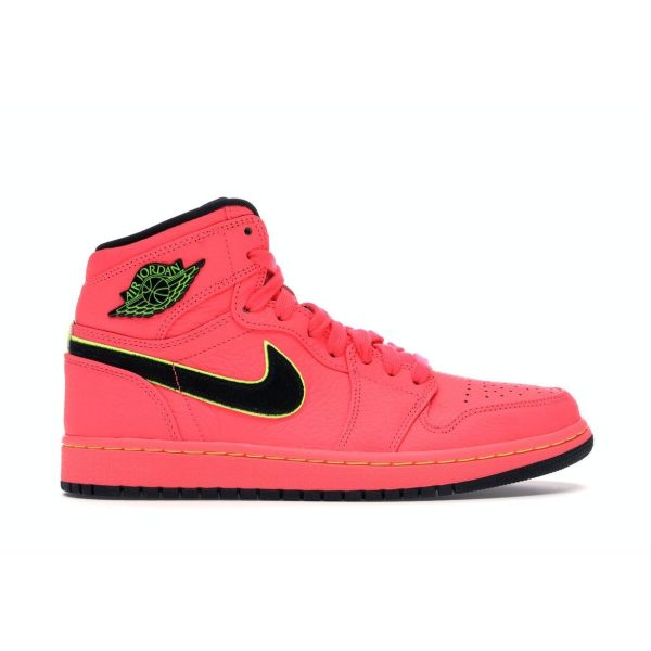 Air Jordan 1 High Premium Hot Punch Red Black-Volt (AQ9131-600)