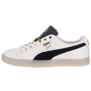 Puma Clyde Leather Black History Month   White Navy Spectra-Yellow (364438-01)