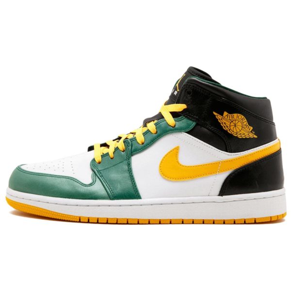 Air Jordan 1 Mid Sonics Green Gorge-Green University-Gold-White-Black (554724-307)