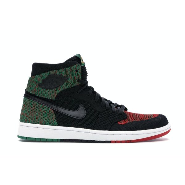 Air Jordan 1 Retro High Flyknit Black History Month Lucid-Green-University-Red-Black (AA2426-026)