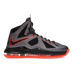 Nike LeBron 10 Lava Grey Charcoal Total-Orange-Black (541100-002)