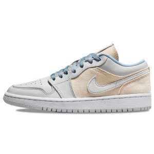 Air Jordan 1 Low Sail Canvas   White Iris-Whisper Worn-Blue (DQ4151-500)