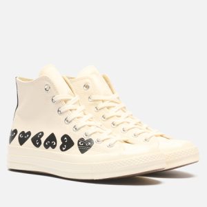 кеды Converse x Comme des Garcons Play Chuck 70 Multi Heart Hi (A08148C) бежевого цвета