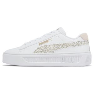 Puma Smash Platform V3 Laser Cut -   White Pristine Gold (389403-01)