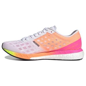 adidas Adizero Boston 9 White Screaming Pink   Cloud-White Silver-Metallic (H68744)