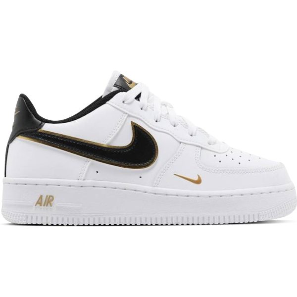 Nike Air Force 1 Low White Black Mini Swoosh GS (DM3322-100) белого цвета