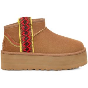 UGG UGG Classic Ultra Mini Platform Boots Braided Chestnut Womens (1138491-CHE) коричневого цвета