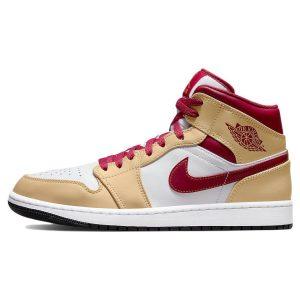 Air Jordan 1 Mid Light Curry Cardinal Red    - (554724-20145)